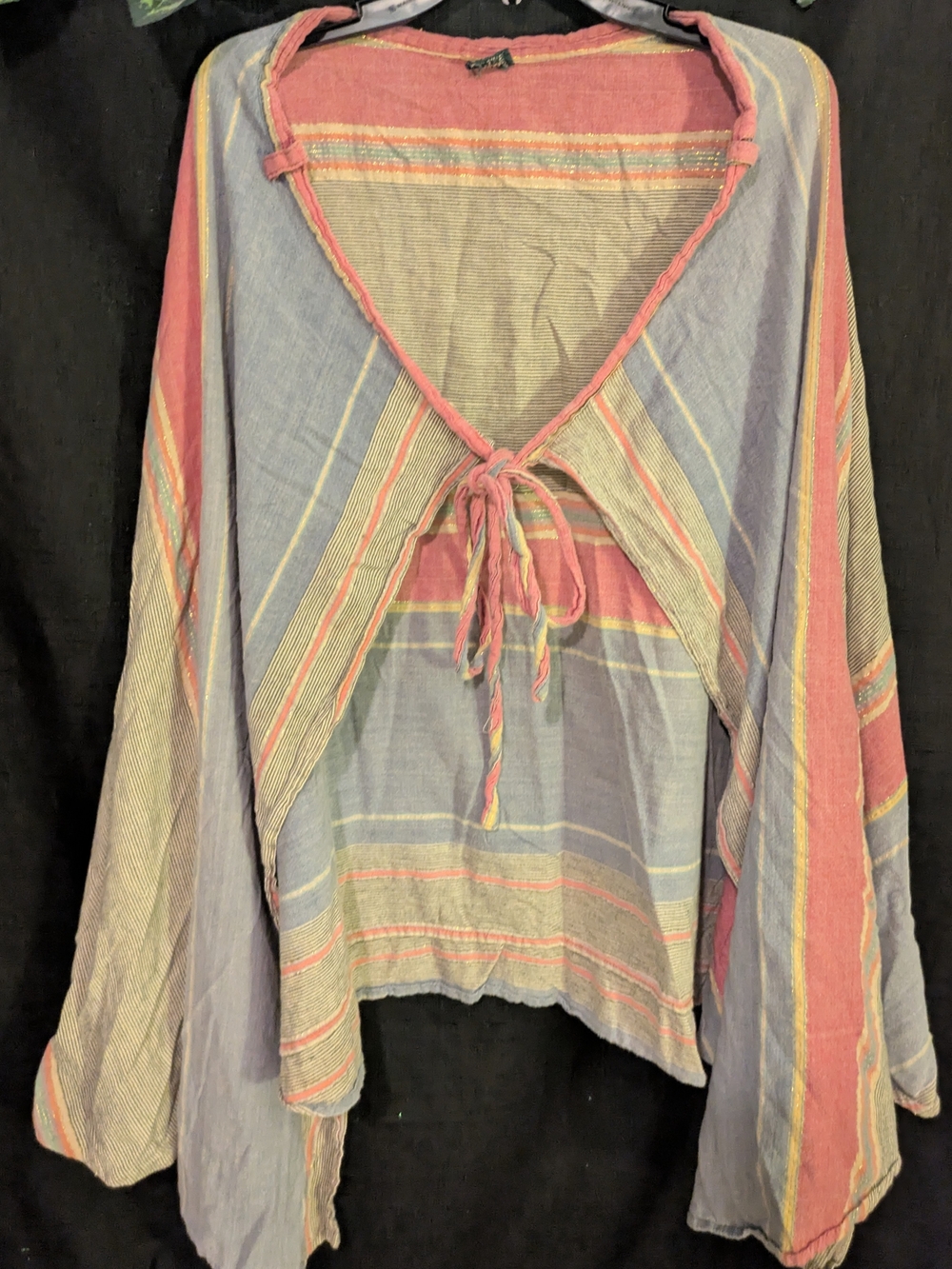 Bohemian Tie-Front Cape Jacket in Lavender and Coral